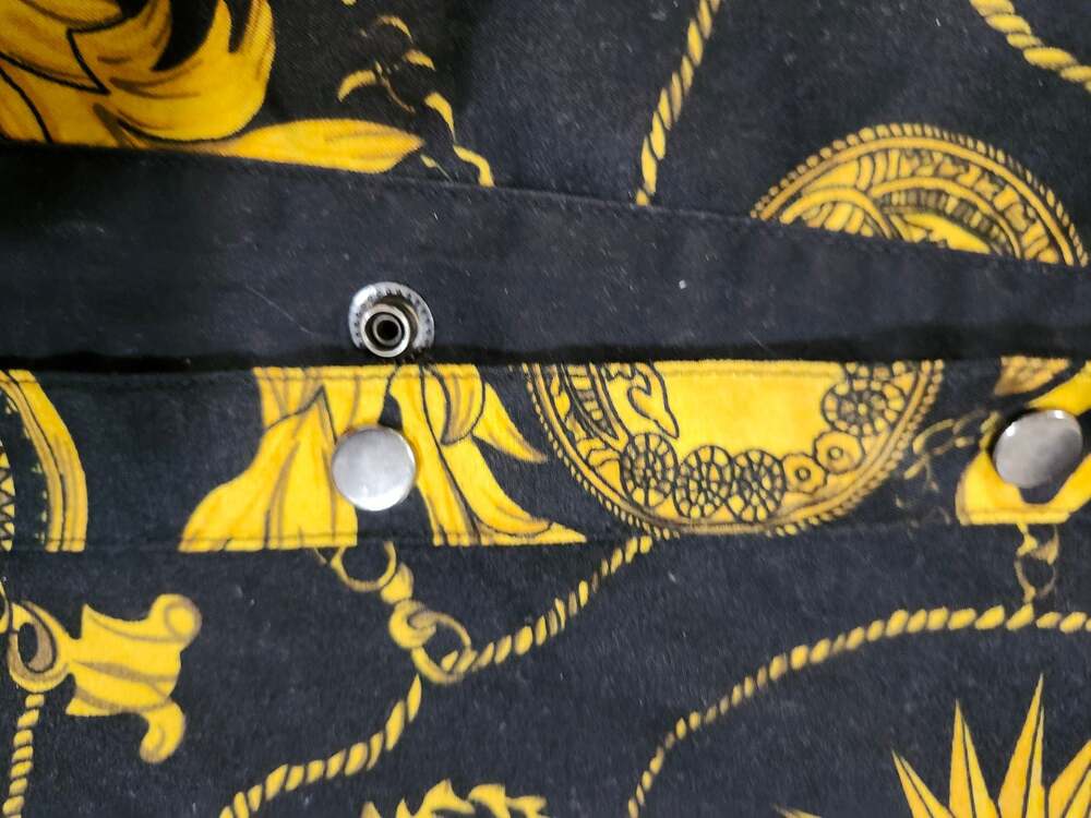 Liquidwest Black and Yellow Baroque Print Long Sleeve Button Up Shirt Size S - Picture 3 of 4